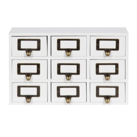 Kate and Laurel Apothecary Wood Desk Drawer Set, 9 Drawers, Rustic White