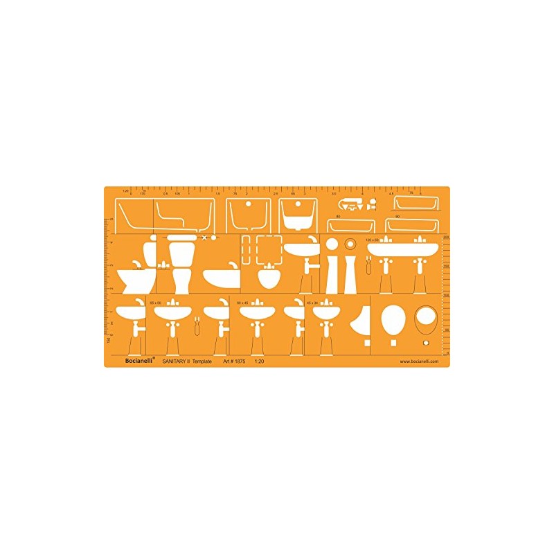 Bocianelli Architectural Stencil 1:20 - Sanitary Stencil Template for Technical