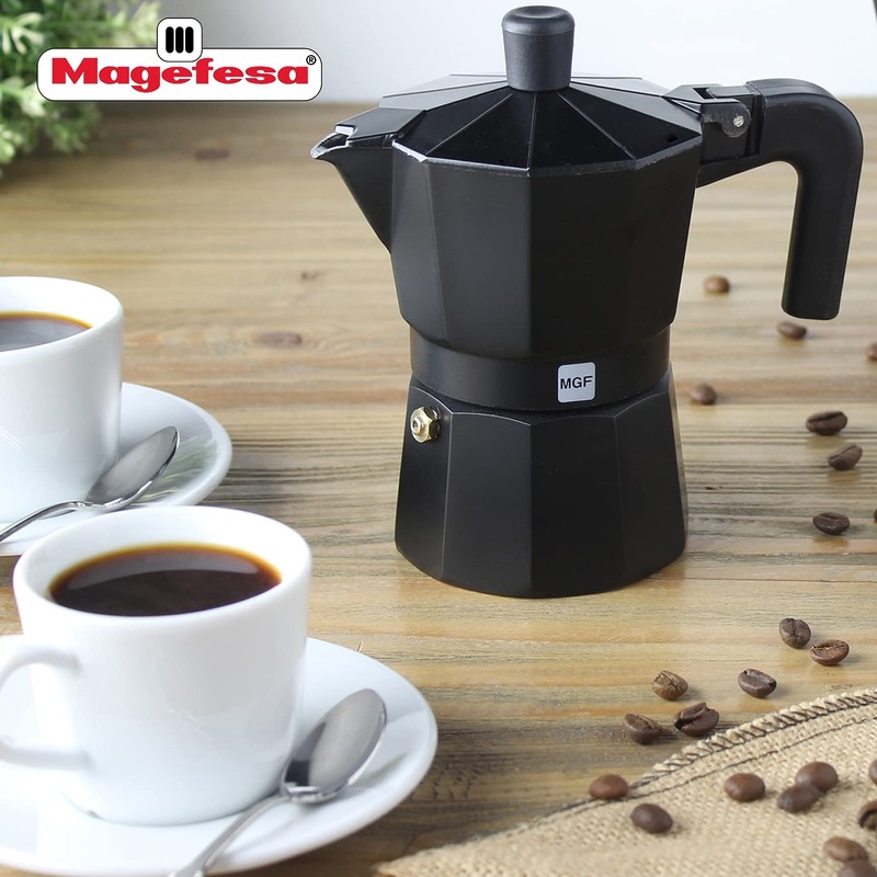 MAGEFESA 01PACFKEB03 Kenia Noir Kaffeemaschine, 3 Tassen, aus emailliertem Aluminium,