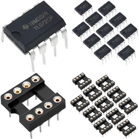 DAOKAI TL072CP Op Amp DIP-8 Delay Op Amp Dual Op Amp DIP TL072CN TL072 Low Noise IC Chip with Round DIP-8 IC Socket, Pack of 12