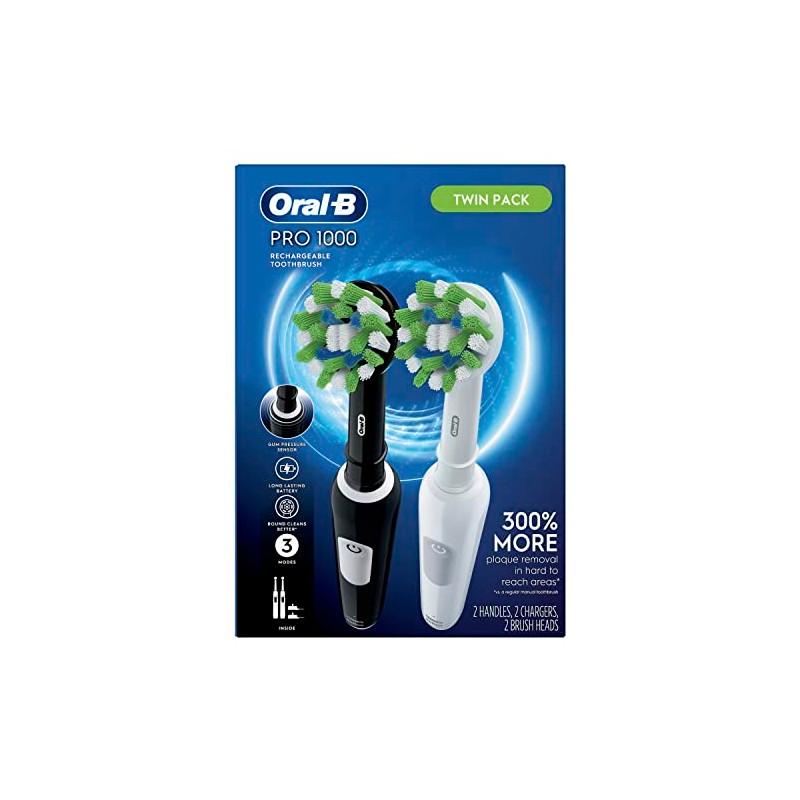 Oral-B Pro 1000 CrossAction Electric Toothbrush, Black and White, 2