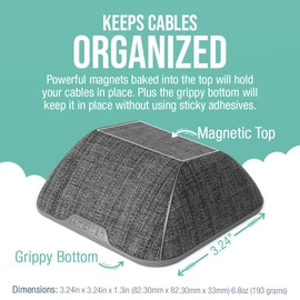Smartish® Magnetic Cord Holder - Cable Wrangler Organizer Stocking Stuffer with Magnet Clips for Charger Management on Desktop, Nightstand for USB-C + Lightning - No 2 Pencil Gray