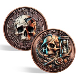 CHURYUML Memento Mori Coin - Remember You Must Die Death Challenge Coins, Inspirational Stoic Reminder Pocket Token for Daily Stoic Meditations Cool Stoicism Gifts Motivational Presents