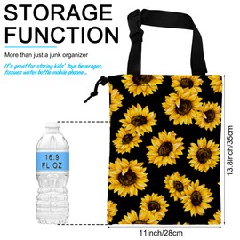 Car Trash Bag Sunflower Car Garbage Bag Hanging Car Trash Can for Back Seat with Drawstring