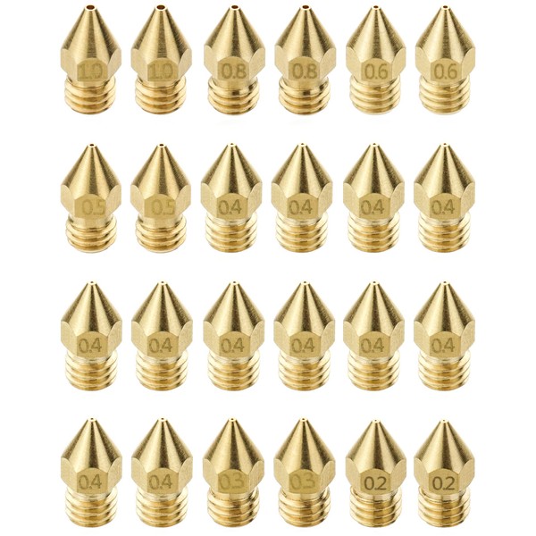 QWORK MK8 Ender 3 Nozzle, 0.2 mm, 0.3 mm, 0.4