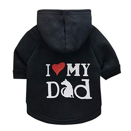 Pet Clothes, Dog Hoodies Shirt I Love My Dad Puppy Sweatshirt for Small Dog Cat (L, Black)
