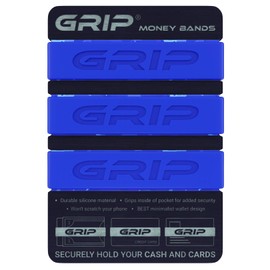 Grip Money Bands (Pack of 3) - BLACK - Premium Silicone Band for Cash & Cards - Slim & Durable Design