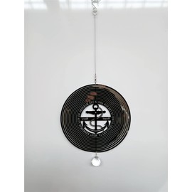Royal Navy Remember Them Stainless Steel Metal Garden Wind Spinner With Crystal Suncatcher - Great Garden Decor Ornament Part Of The Hanging Decorations and Hanging Ornaments Range