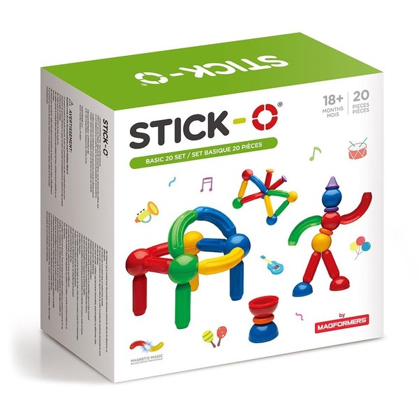 Stick-O by Magformers: 20-piece Magnetic Construction Set. Preschool STEM Toy