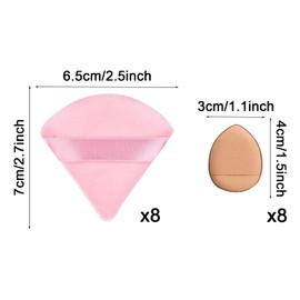 16 dreieckige Puffs, 8 kosmetische Puffs und 8 Mini-Fingerpuffs für Foundation Make-up, Concealer und weichen Puderschwamm (mehrfarbig)