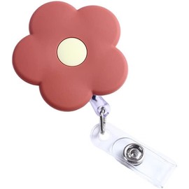 Red Retractable Badge Reel Cute School Supplies Name Card Holder Flowers Work Card Clip Keys Lanyard Chest Card ID Card Clips，Identification Badges and Supplies，Badge Holders