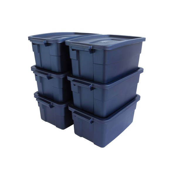 Rubbermaid Roughneck Storage Totes 3 Gallons, Durable Stackable Containers, Great for Off-Season Items, Small Storage Needs, and More, 6-Pack