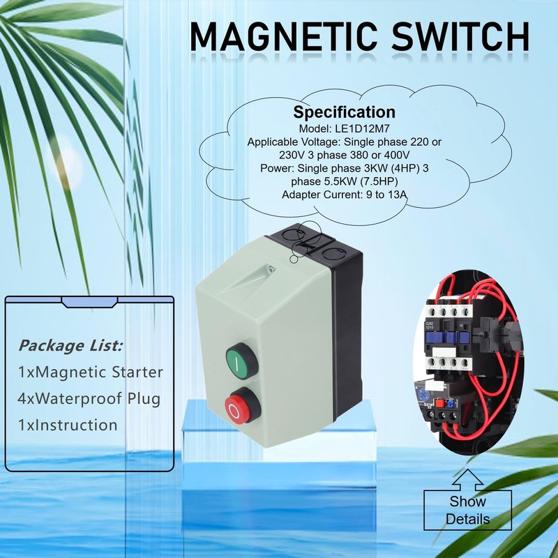 LE1D12 Single Phase Magnetic Switch Box, Single Phase 220V 230V