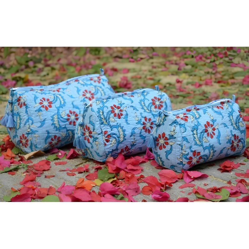 INDACORIFY Bolsas de aseo cosméticas con estampado de bloques de
