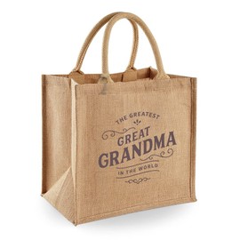 D Design Invent Print! Great Grandma Gift Bag Natural Jute Tote Shopping Present for Great Grandma 30cm x 30cm x 19cm