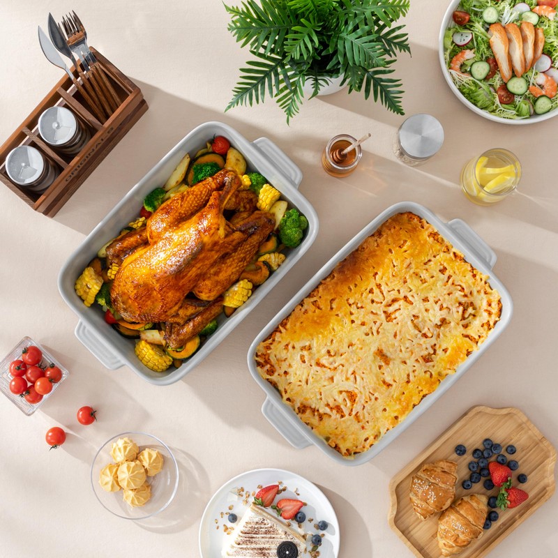 MALACASA Lasagne Dishes for Oven, 4.8 Qt Ceramic Oven Dish