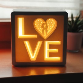 CIM 3D Papercut Lightbox - Square Love - Dimensions: 16 x 5 x 16 cm - Love Shadowbox Home Accessory - Paper Carving Lamp - Creative Night Light - Unique Decoration for Window Sills and Shelves