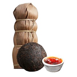 500g (100g*5 cakes) Pu'er cooked tea Pu'er tea (17.6oz.) Bamboo shoots leaf bag Pu'er cooked tea Menghai ancient tree Pu'erTuocha勐海古树沱茶500克