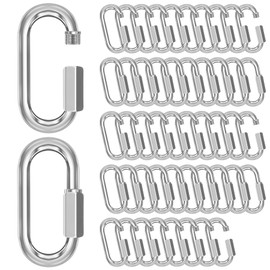 phepetroll M6-50 Pack 2.3” Quick Links Chain Connectors, 1/4″ Galvanized Chain Locking Hooks, 620LBS Heavy Duty Thread Quick Link Clips, Twist Oval Keychain D Shape for Swing, Backpack, Key Ring