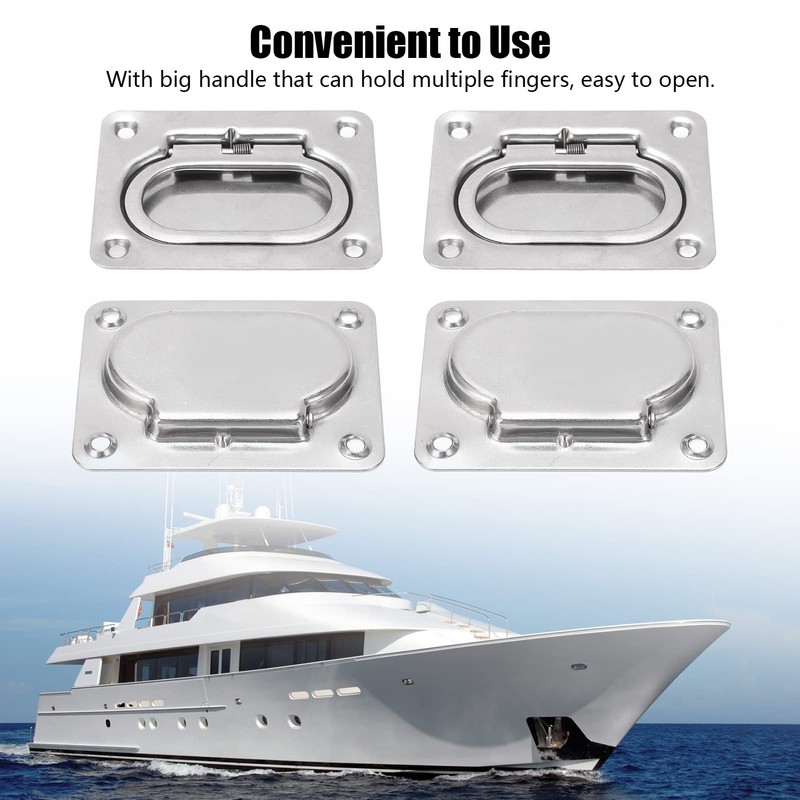 Flush Ring Pull Handle, 4 Pack 316 Stainless Steel Hatch
