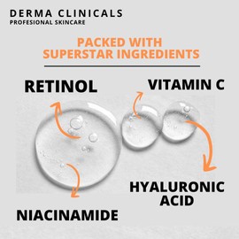 Retinol + Niacinamide B3, Vitamin C, Hyaluronic Acid Serum, Anti-Aging Serum for face, Brightening Firming Hydrating Serum, Fine lines and Wrinkle Face Serum - 8oz