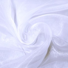 MDS Pack of 15 Yard Long Sheer Organza Fabric for Wedding Party Event Decorations, Backdrop, Curtain, Christmas Craft, Dress, Fashion, DIY, Crystal Organza Tulle Fabric Bolt 44” Wide - White