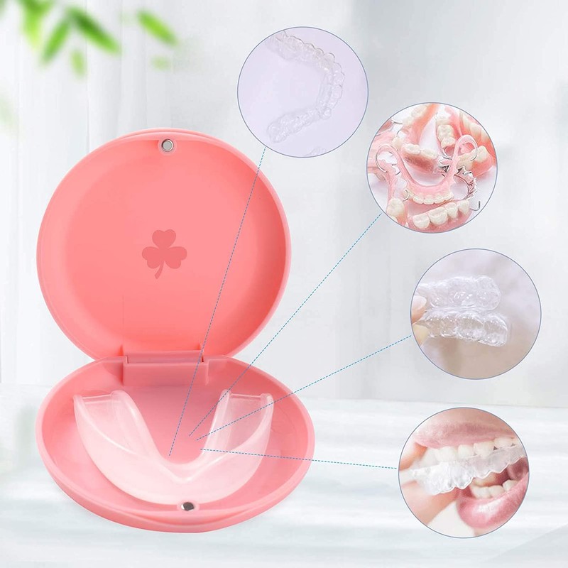 [2 Pack] Retainer Case, Solid Orthodontic Retainer Case-PINK