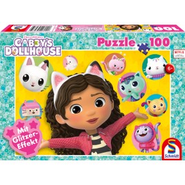 Schmidt Spiele 56475 Glitter Puzzle, Gabbby and Her Friends, 100 Pieces Children's Puzzle