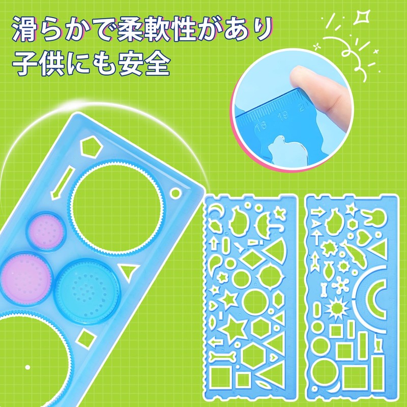 UCEC Ruler Elementary School Student Template with Rolling Ruler, Multi-functional,