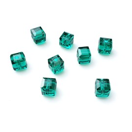 Chengmu 6mm Cube Green Glass Beads for Jewelry Making 270pcs Faceted Square Crytal Spacer Beads Assortments Supplies Accessories for Bracelet Necklace for Wholesale