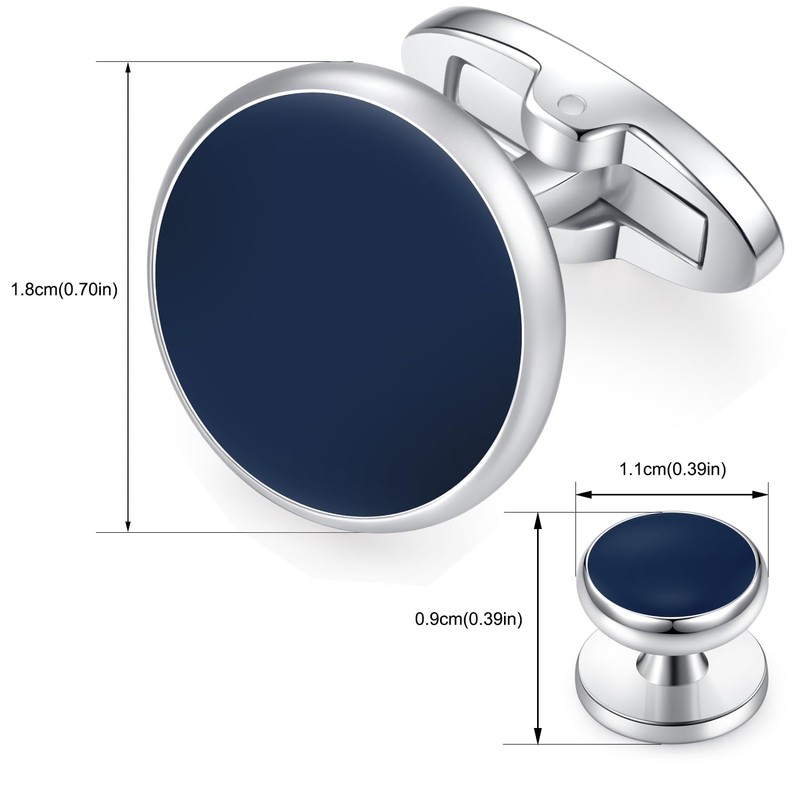 HONEY BEAR 8pcs Set Cufflinks and Studs - Black Onyx,