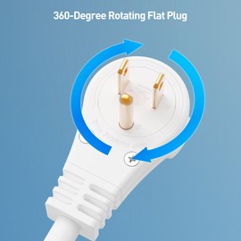 [ETL Listed] Cable Matters 2-Pack 3-Outlet Short Power Strip Extension Cord with 3 Prong Outlets and 360-Degree Rotating Plug in White - 1ft