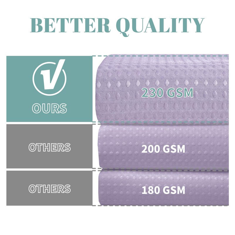 eachope Lavender No Hook Waffle Weave Shower Curtain with snap-in