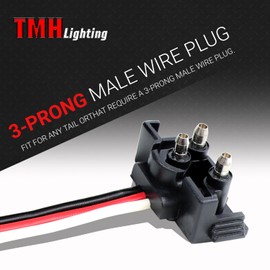 TMH Right Angle 3 Wire Pigtail Trailer Lights Stop Turn Tail Brake Backup Light Harness 3 Pin Prong Plug Molded for Truck Trailer Lorry RV (Pack of 20)