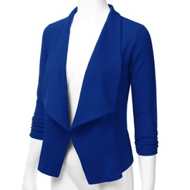 EIMIN Women's 3/4 Sleeve Blazer Open Front Office Work Cardigan Jacket RoyalBlue 1XL