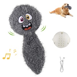 PETGEEK Interactive Dog Ball Plush Toys, Jumping Dog Toys with Music and Recording, Rechargeable Moving Dog Ball for Small/Medium/Large Dogs, Dog Enrichment Toys to Keep Them Busy (Gray)