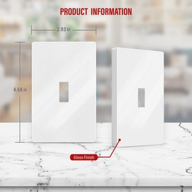 ENERLITES Screwless Toggle Switch Wall Plate, Child Safe Light Switch Cover, Standard Size 1-Gang 4.68" x 2.93", Unbreakable Polycarbonate Thermoplastic, UL Listed, SI8811-W, Glossy, White