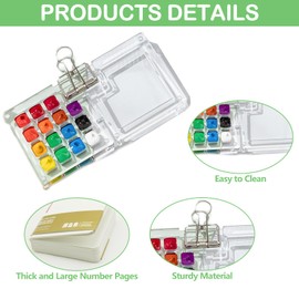 15 Grids Acrylic Travel Paint Palette Kit, Miniature Watercolor Painting Palette Kit, Pocket Artist Watercolor Travel Set Portable Watercolor Palette Box Kit with Brush Clip Sketchbook(No pigment)