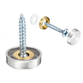 uxcell 24 Pcs Screw Covers Caps, 304 Stainless Steel Mirror Screws Decorative Caps Cover Nails, Mirror Screws Fasteners for Sign Advertising Hardware Construction, 16mm Diameter, Silver