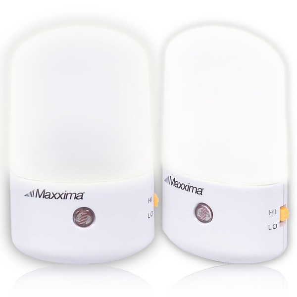 Maxxima LED Night Light with White Lens, Hi/Lo Switch, Dawn to Dusk Sensor (Pack of 2)
