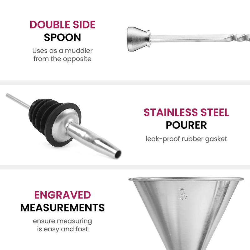 FineDine Cocktail Shaker Set - 7-Piece Cocktail Making Set w/
