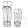 2PCS BBQ Net Tube Stainless Steel Barbecue Grill Basket Rolling