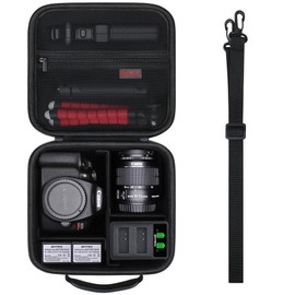 Elonbo Carrying Case for Canon EOS Rebel T7/ T6/ T5/ R50/ R100/ R5/ R5 Mark II/ R6 Mark II/ R7/ R8/ 90D/ T8i/5D Mark IV DSLR Camera, Canon EOS Camera Lens Tripod Hard Travel Bag Storage Holder, Black+