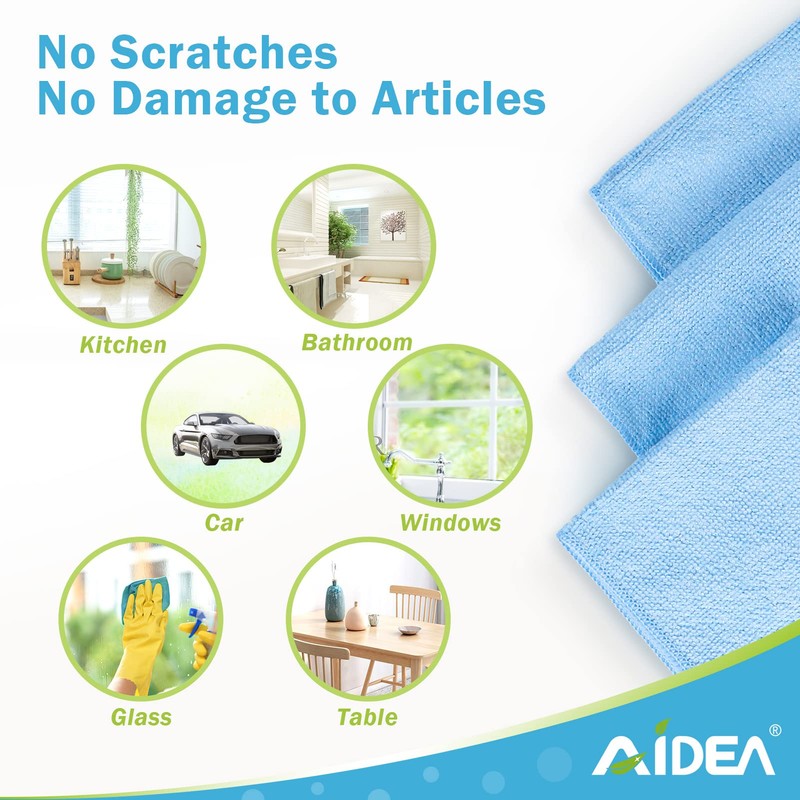 AIDEA Microfibre Cloths Pack of 50 Lint-Free Reusable Microfibre Cloths