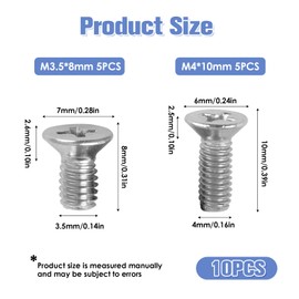 Grub Screws for Door Handles, Door Latch Keep Grub Screw Thread M3.5 and M4 Length 8-10mm Multi-Point Gearbox Fixing Stainless Steel Screw Replacement Tools(Pack of 10)