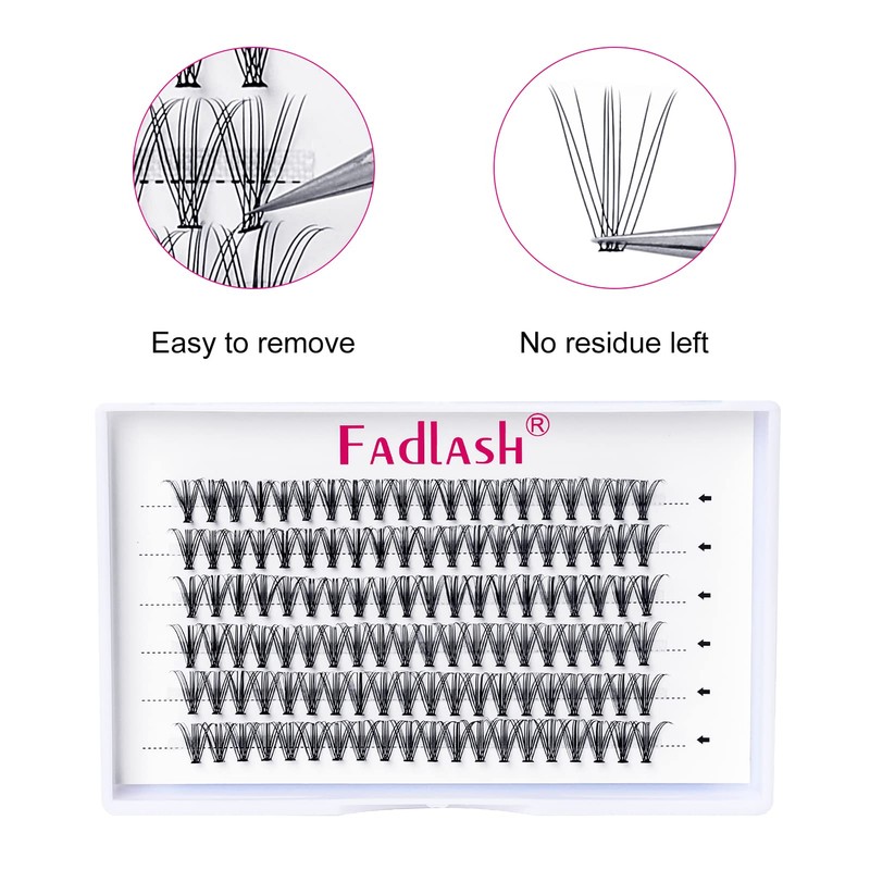FADLASH Lash Clusters Extensions 10D Individual Cluster Lashes Black DIY