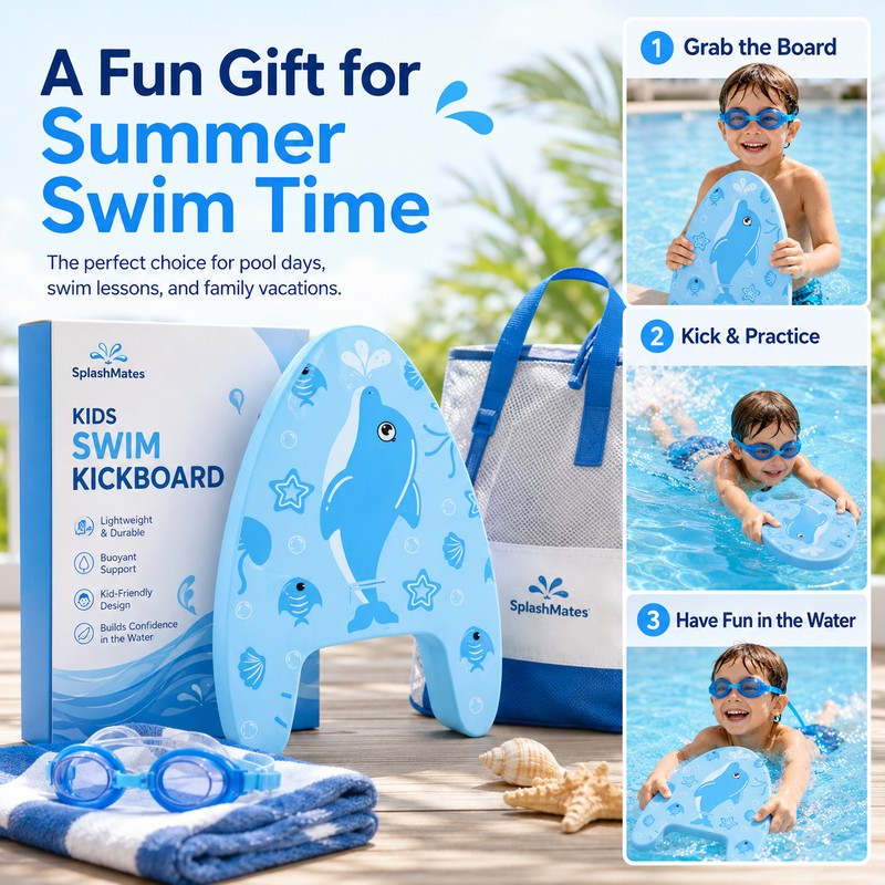EVA Swim Kickboard for Beginner Pool Practice – 2-in-1 Foam