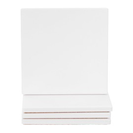sourcing map 4Pcs Absorbent Coasters White Marble Square Coaster with Cork Backing Non-Slip for Home Office 4inches
