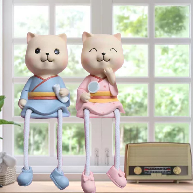 2pcs Car Dashboard Decorations Resin Fun Cartoon Cute Animal Ornaments