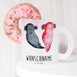 Mr. & Mrs. Panda Personalisierte Teetasse Axolotl Liebe - Personalisierte Geschenke, Liebesbeweis, Personalisierter Teebecher, Geschenk für Freundin,
